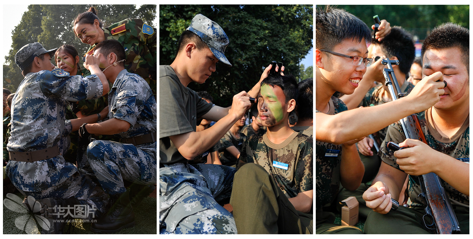 汇报表演前教官和新生们在为表演做最后的准备